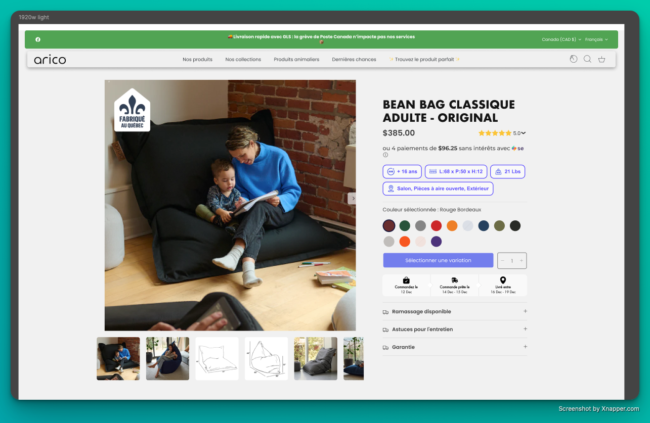 Nouvelle page produit Arico